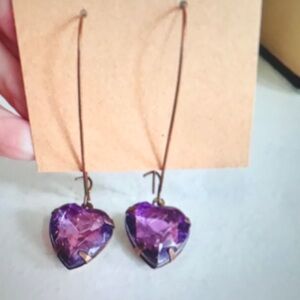 Heart-Shaped Purple Earrings